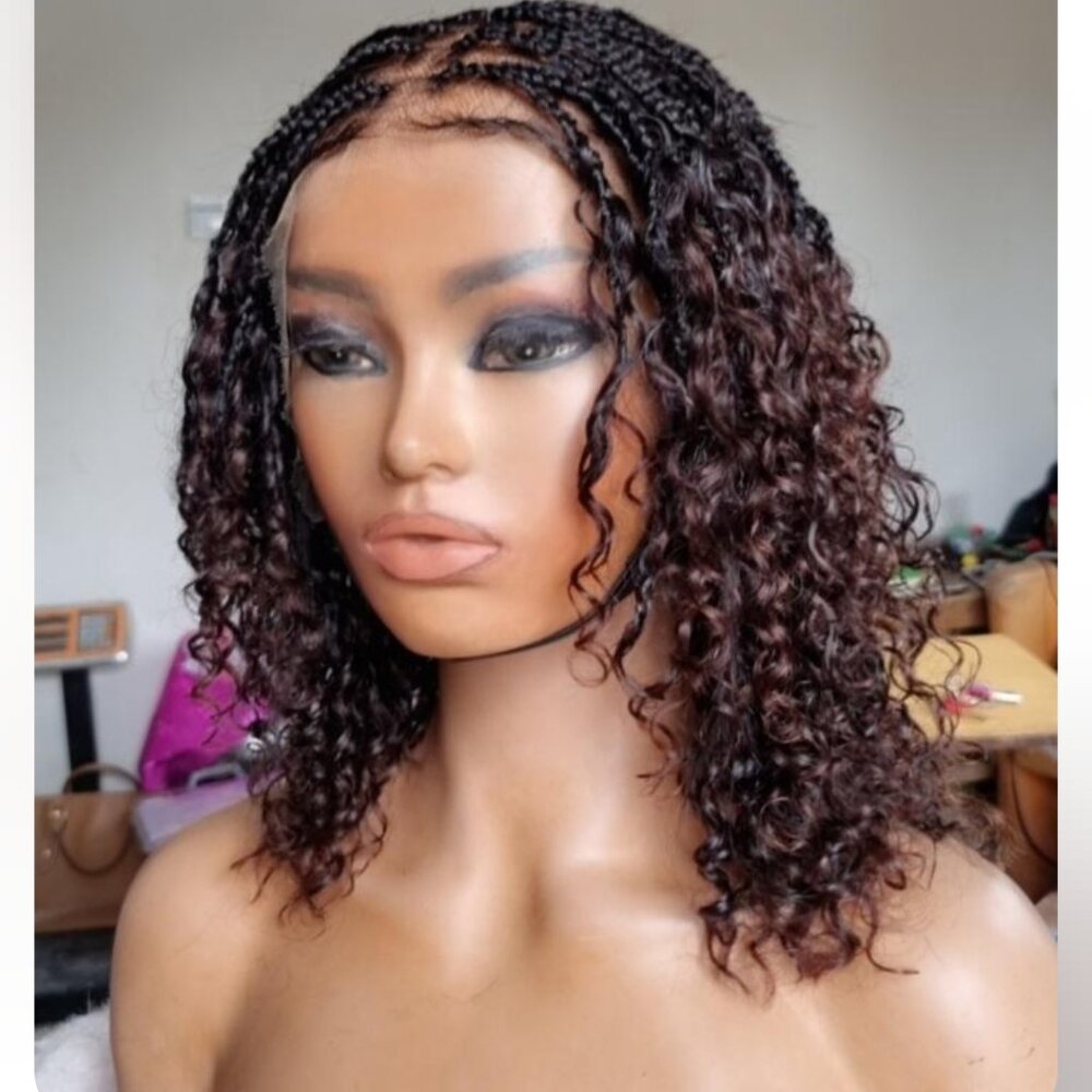 Human hair Boho braided lacefront wig